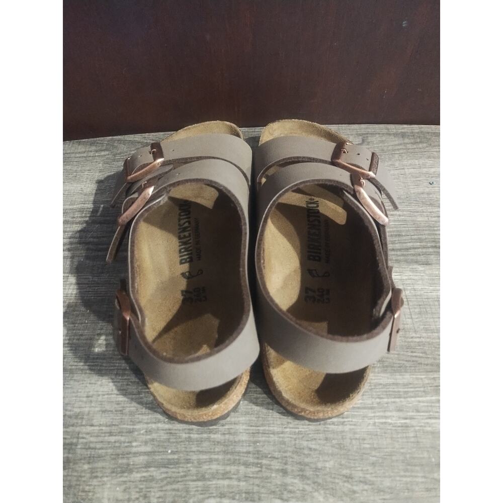 Birkenstock Milano Big Buckle Unisex Sandals 37 Suede Brown Ankle Strap New - Picture 3 of 11